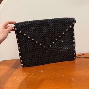 Rebecca Minkoff Black Studded Woven Clutch
